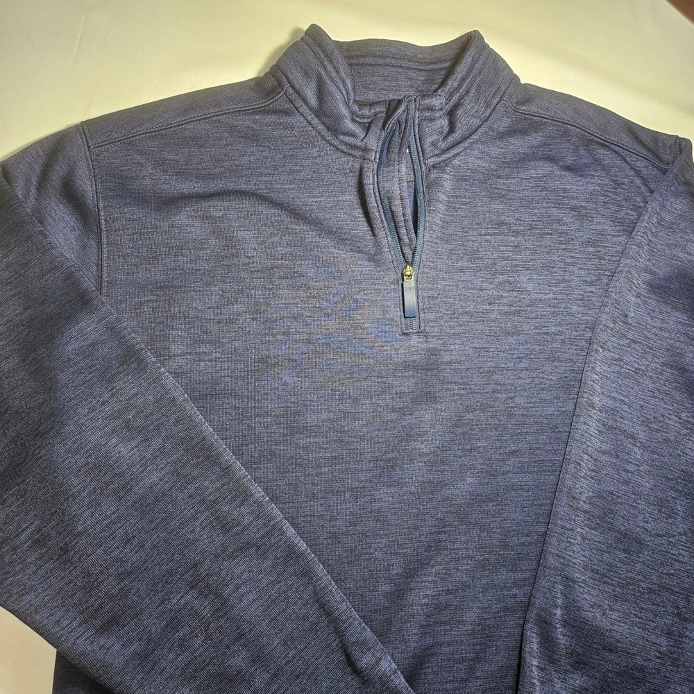 CE Schmidt Workwear Mens XL Blue Heather Quarter Zip Fleece Pullover Sweater
